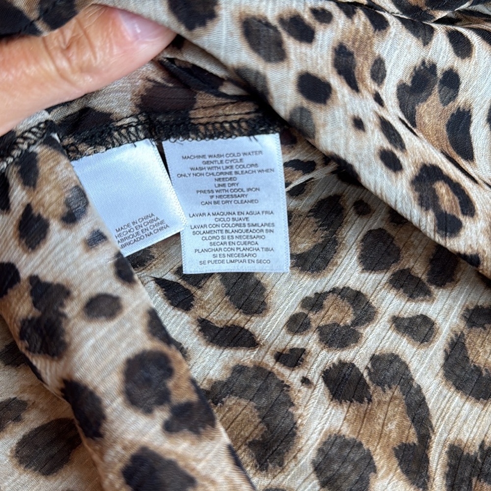 Rachel Roy Leopard Print Sheer Blouse cheetah animal print ruffle blouse size 12 - Picture 3 of 5